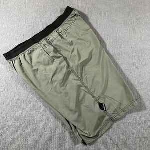 prAna Shorts Mens 2XL Green Mojo Elastic Waist Running Climbing Logo‎ Gym
